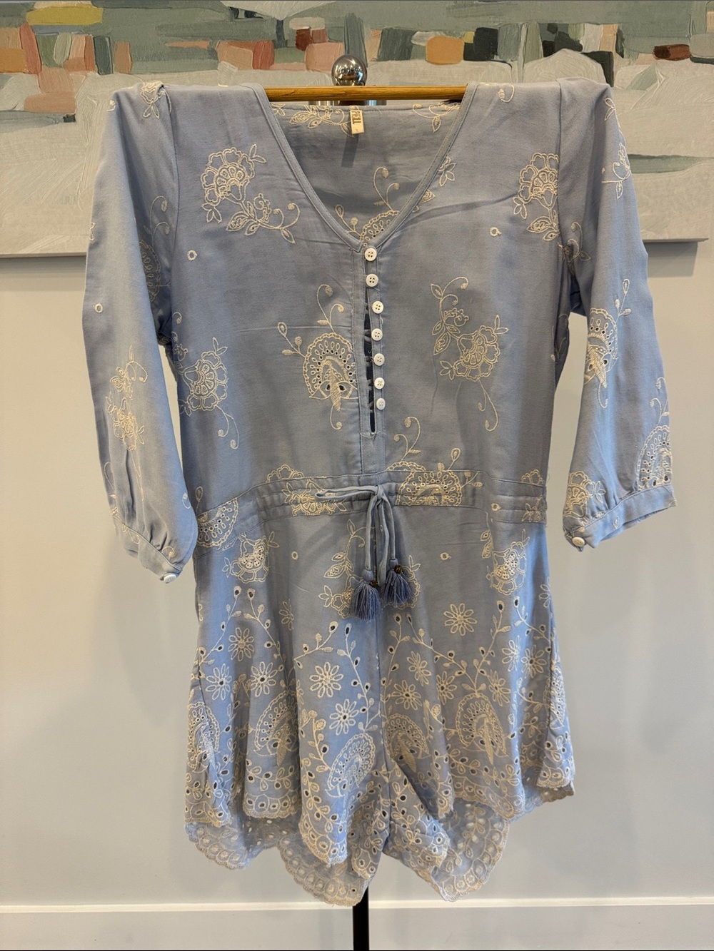 Periwinkle Blue Spell cotton romper- size Large- fabulous condition